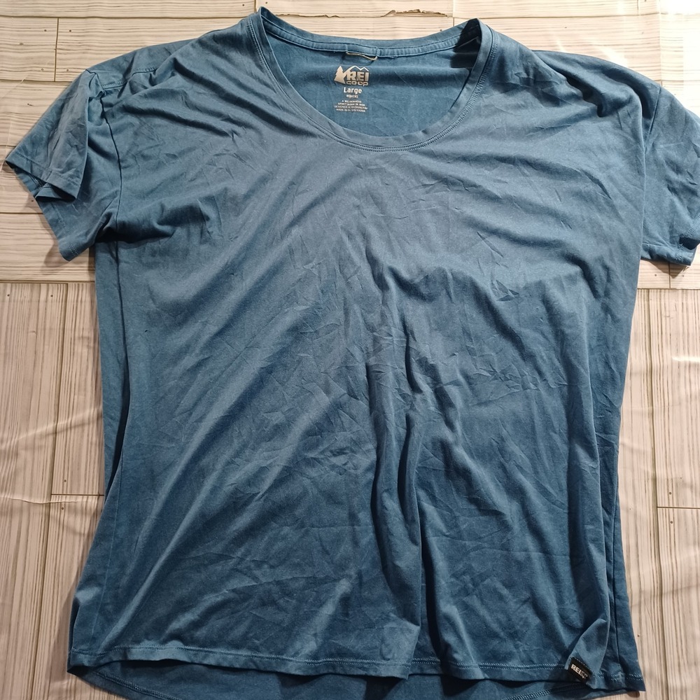 REI Co-op Womens Large Blue Heathered Active Short Sleeve Scoop Neck T-Shirt